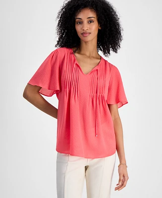 Tommy Hilfiger Women's Gingham Pintucked Top