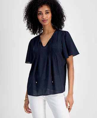 Tommy Hilfiger Women's Gingham Pintucked Top