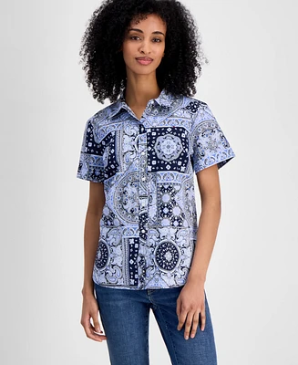 Tommy Hilfiger Women's Patchwork Camp Shirt