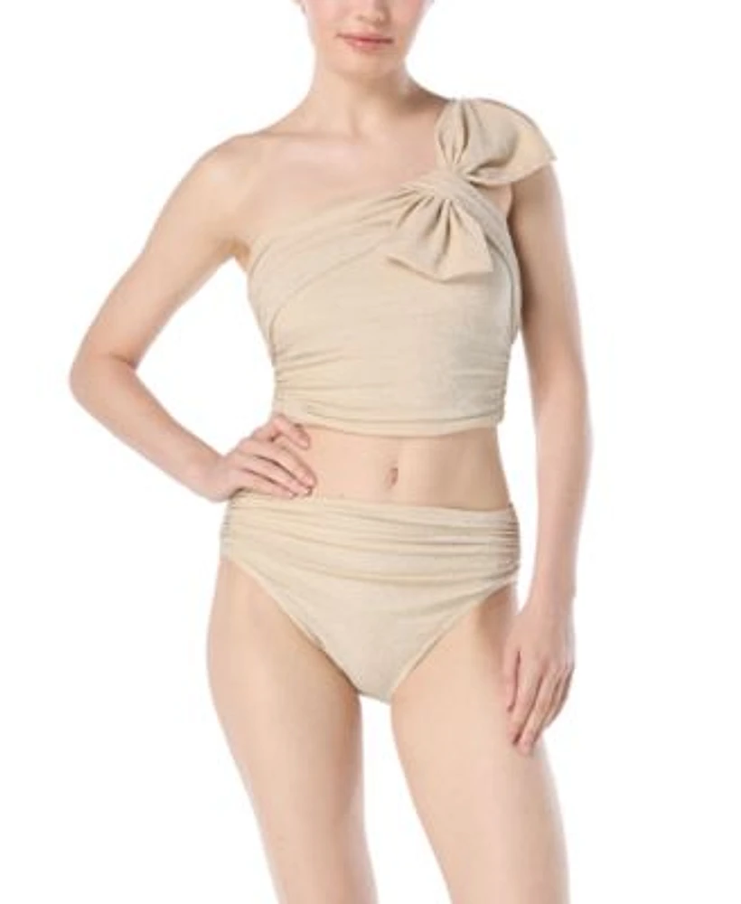 Carmen Marc Valvo Womens One Shoulder Swim Top Bikini Bottoms