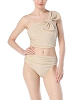 Carmen Marc Valvo Womens One Shoulder Swim Top Bikini Bottoms