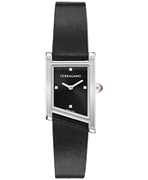 Ferragamo Women's Swiss Asymetrique Black Leather Strap Watch 22x36mm