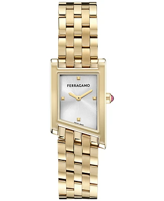 Ferragamo Women's Swiss Asymetrique Gold Ion Plated Bracelet Watch 22x36mm