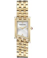 Ferragamo Women's Swiss Asymetrique Gold Ion Plated Bracelet Watch 22x36mm