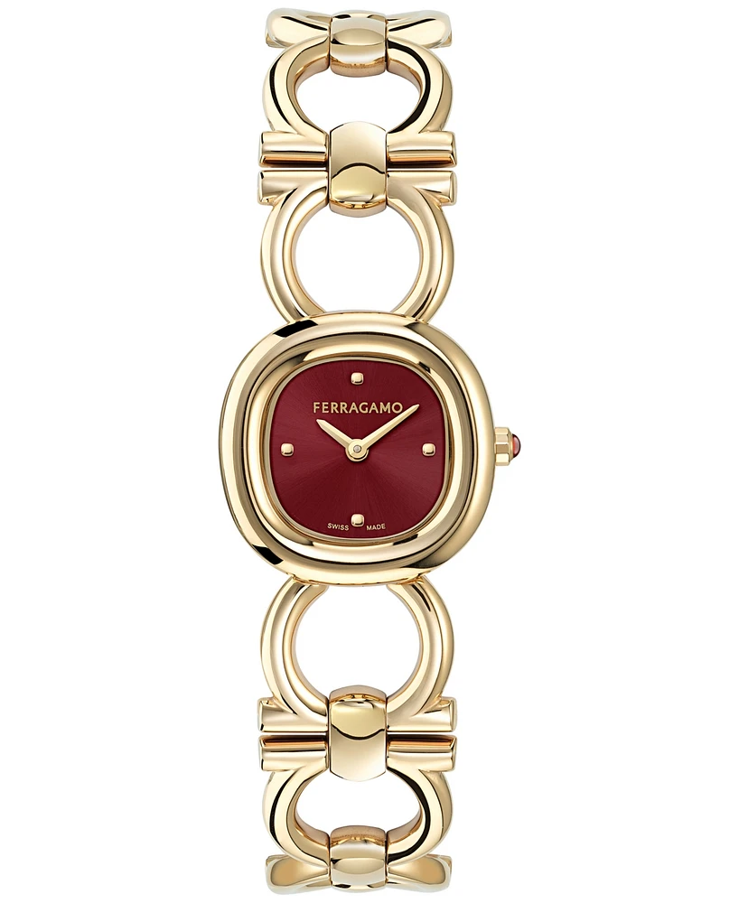 Ferragamo Women's Swiss Double Gancini Gold Ion Plated Link Bracelet Watch 25mm