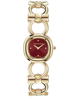 Ferragamo Women's Swiss Double Gancini Gold Ion Plated Link Bracelet Watch 25mm