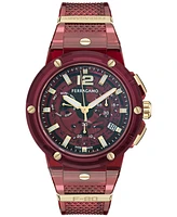 Ferragamo Men's Swiss Chronograph F-80 Translucent Burgundy Polyurethane Strap Watch 44mm