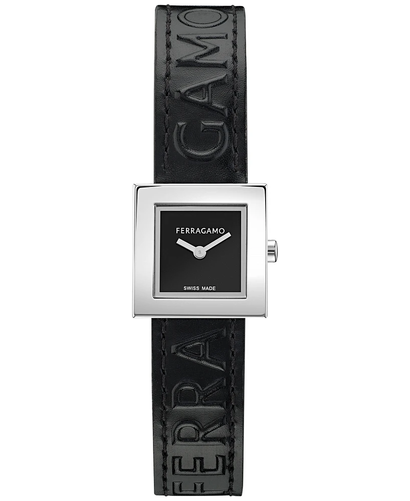 Ferragamo Women's Swiss Portrait Black Leather Strap Watch 20mm