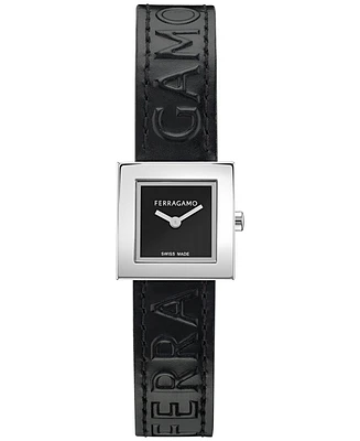 Ferragamo Women's Swiss Portrait Black Leather Strap Watch 20mm
