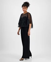 Connected Women's Sequin Mesh Wide-Leg Jumpsuit
