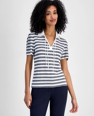 Tommy Hilfiger Women's Dot-Stripe Polo Shirt