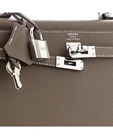 Pre-Owned HERMES Kelly 25 Handbag Grey Epsom with Palladium Hardware