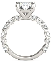 Charles & Colvard Moissanite Solitaire & Trellis-Set Side Stone Ring (3-3/4 ct. t.w.) in 14k White Gold