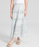 And Now This Women's Floral Tiered Pull-On Maxi Skirt, Exclusively at Macy's