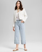 And Now This Women's Open Ladder-Trim Tie-Neck Jacket