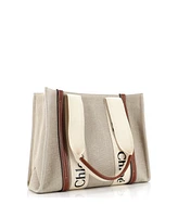 Pre-Owned Chloe Medium Woody Tote Canvas with Leather