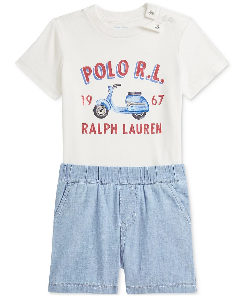Polo Ralph Lauren Baby Boys Jersey Tee & Chambray Short Set