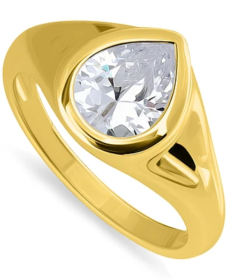 Giani Bernini Cubic Zirconia Pear-Shape Statement Ring (2-1/2 ct. t.w.) 18k Gold-Plated Sterling Silver, Exclusively at Macy's