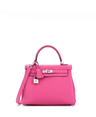 Pre-Owned Hermes Kelly 25 Handbag Pink Togo with Palladium Hardware