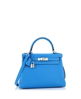 Pre-Owned Hermes Kelly 28 Handbag Verso Evercolor with Palladium Hardware - Verso
