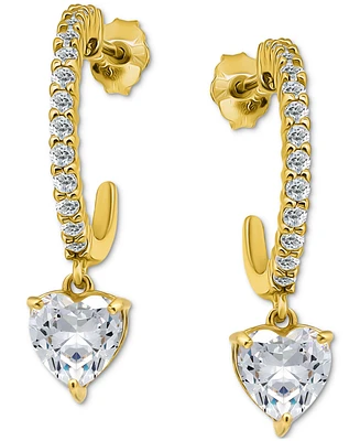 Giani Bernini Cubic Zirconia Heart Hoop Earrings (3-1/20 ct. t.w.) 18k Gold over Sterling Silver