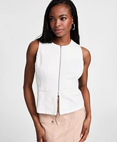 Bar Iii Women's Sleeveless Dual-Zipper Ponte Top, Exclusively at Macy's