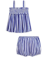 Polo Ralph Lauren Baby Girls Striped Cotton Poplin Top & Bloomer Set