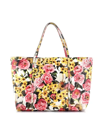 Pre-Owned Dolce & Gabbana Miss Escape Open Tote Printed Saffiano Leather