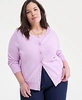 On 34th Trendy Plus Size Cardigan Cropped Wide Leg Chino Pants Exclusively At Macys