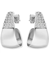 Giani Bernini Cubic Zirconia J-Shaped Hoop Earrings Sterling Silver, Exclusively at Macy's