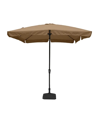 8 ft. x 10 ft. Square Crank Design Skirt with Skylight Outdoor Market Umbrella in Navy Blue with Base