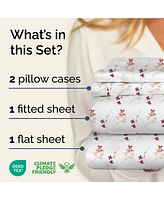 4 Piece Microfiber Floral Sheet Set