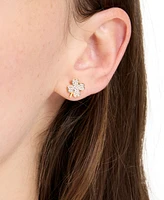 Kate Spade New York Lucky Charm Gold-Tone Pave Crystal Clover Stud Earrings