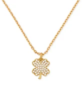 Kate Spade New York Lucky Charm Gold-Tone Pave Crystal Clover Pendant Necklace, 16" + 3" extender