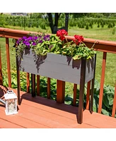Acacia Wood Raised Garden Bed with Legs - 31-Inch H Powder-Coated Steel Frame Removable Planter Bag