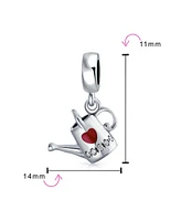 Bling Jewelry Love Red Heart Watering Can Dangle Charm Bead Enamel Sterling Silver for Bracelet