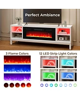 Recessed Electric Fireplace Heater with Led Strip Lights and Remote Control for Modern, Customizable Heating Experience