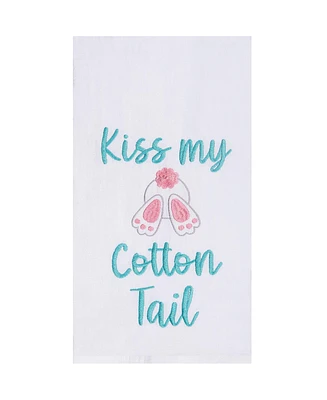 Kiss My Cotton Tail Embroidered Cotton Flour Sack Kitchen Towel