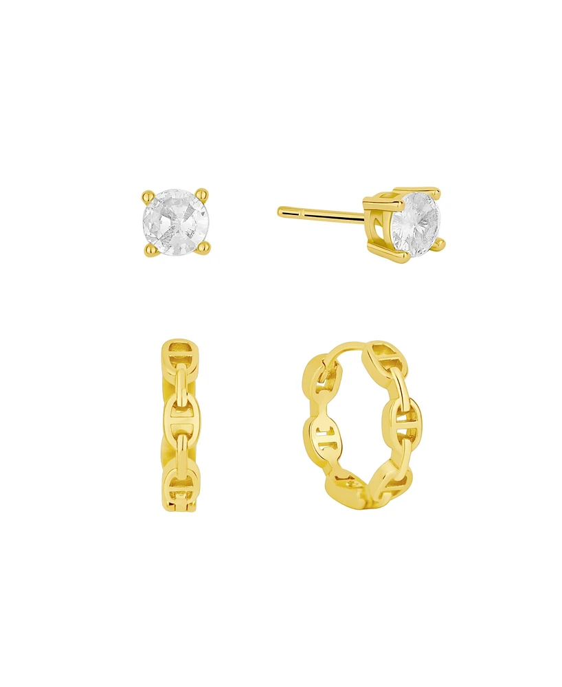 and Now This Cubic Zirconia Stud Hoop Earring Set