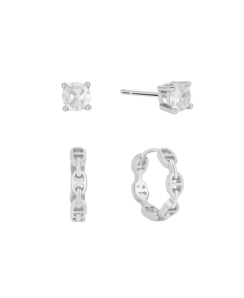 and Now This Cubic Zirconia Stud Hoop Earring Set