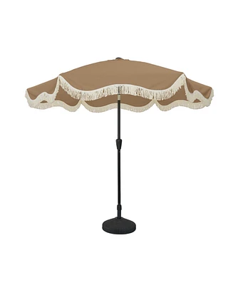 9 ft. Unique Design Crank Outdoor Market Umbrella Beige with Full Fiberglass Rib and Base