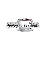 Bling Jewelry Red Cz Heart Coffee Cup Charm Bead Sterling Silver for European Bracelets