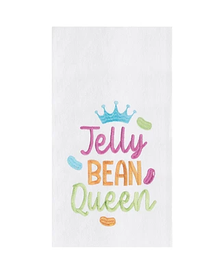 Jelly Bean Queen" Easter Spring Funny Cute Pun Embroidered Cotton Flour Sack Kitchen Dishtowel