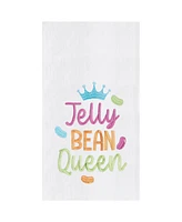 Jelly Bean Queen" Easter Spring Funny Cute Pun Embroidered Cotton Flour Sack Kitchen Dishtowel