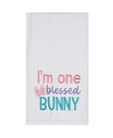 I'm One Blessed Bunny" Easter Rabbit Embroidered Cotton Waffle Weave Kitchen Dishtowel