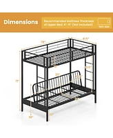 Sturdy Futon Bunk Bed with Two Ladders and Comfortable Seating
