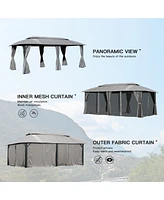 Mondawe Gazebo 10x20FT, Outdoor Gazebo with Double Roofs Canopies