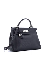 Pre-Owned HERMES Kelly 32 Handbag Black Togo with Brushed Palladium Hardware