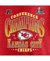 Fanatics Women's Heather Red Kansas City Chiefs 2024 Afc Champions Tri-Blend 3/4 Sleeve V-Neck T-Shirt