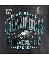 Fanatics Women's Heather Charcoal Philadelphia Eagles 2024 Nfc Champions Tri-Blend 3/4 Sleeve V-Neck T-Shirt